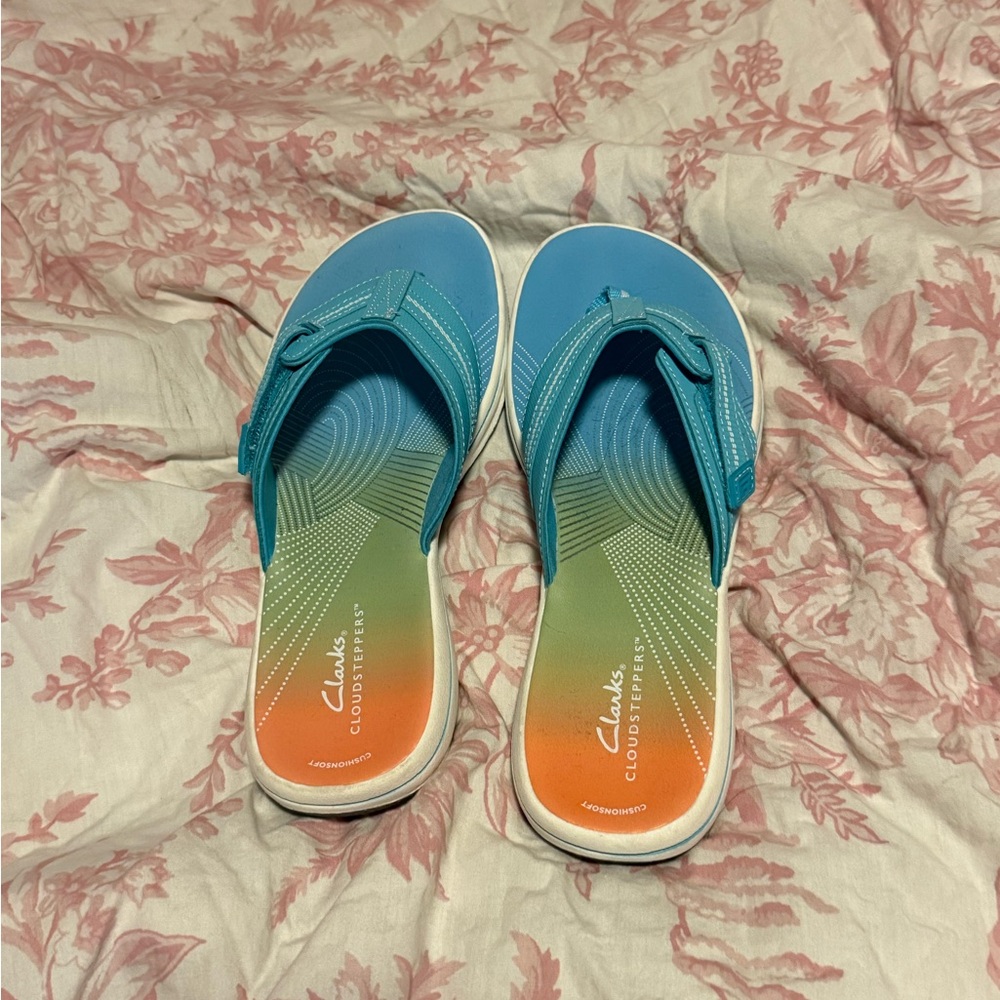 Clarks Turquoise and Brown Sandals